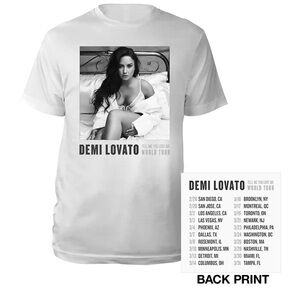 Demi Lovato 2018 Concert Tshirt Bed Pose Band Merch White S Unisex XS